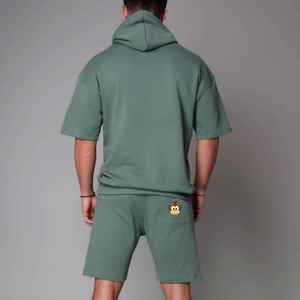 Stylish Printed Breathable Quick Dry Men's Autumn Sports <b>Hoodie</b> <b>Shorts</b> Set Thermal Tracksuit <b>Short</b> <b>Sleeve</b> Plus Size Wholesale - Product Image 2