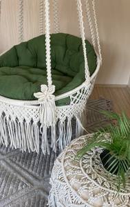 Silla colgante de macramé, columpio de macramé para porche, silla hamaca, columpio redondo de macramé - Product Image 4