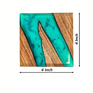 Premium Quality Wholesale Insulated Square Acacia Wood Epoxy Resin <b>Coaster</b> for Beverage Cups <b>Beer</b> Coffee Tea Resin <b>Coaster</b> set - Product Image 3