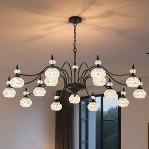 15-<b>Light</b> Black Vintage Crystal Chandelier Round Farmhouse Hanging <b>Light</b> Fixture for <b>Dining</b> Room Living Room Bedroom - Product Image 3