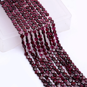 Cuentas de rodolita granate AAA de 4mm-5mm, cuentas pentagonales elegantes, rodolita natural, piedra semipreciosa, cuentas sueltas lisas para la fabricación de joyas. - Product Image 3