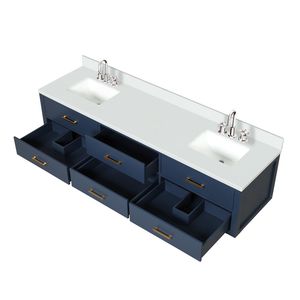 80 Pollici L X 22 Pollici Mobile Bagno Doppio Blu con Top in Marmo Coltivato e Set Rubinetto - Mobili Bagno - Product Image 6