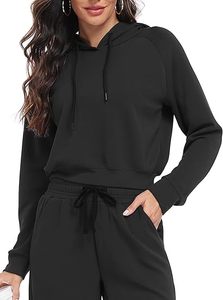 Sudadera con capucha elegante informal de talla grande para mujer, con cremallera, mezcla de poliéster/algodón, con cuentas, cintura elástica suelta, pierna ancha, color liso. - Product Image 4