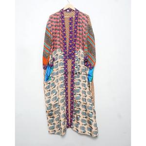 Kimono Japonés Vintage Hecho a Mano, Único, de Seda, para Mujer, con Parches, Largo, Elegante, Suave, Transpirable, para Dormir - Product Image 5