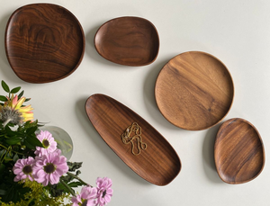 Plateau en bois artisanal fabriqué à partir de bois naturel |   Assiette de service alimentaire pour la maison, la cuisine, le café, le restaurant - Product Image 6