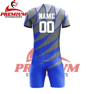 Uniforme de football pour hommes respirant de qualité supérieure OEM, manches courtes, logo personnalisé, couleur unie, tissu 100% polyester - Product Image 4