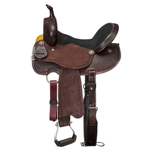Selle de cheval western en cuir tressée à la main avec bordure florale gravée, en cuir brut, pour la course de barils, vente en gros, personnalisable en usine - Product Image 1