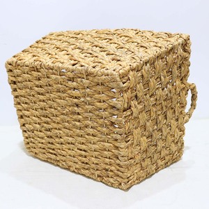 Panier de rangement rectangulaire en jacinthe d'eau naturelle, très vendu, avec poignées, bac rustique multi-usages pour l'organisation et l'arrangement - Product Image 6