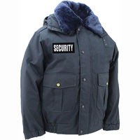 Veste bomber d'hiver de haute qualité pour agents de sécurité PRIMEFIELD ENTERPRISES, noire, 100% coton, col en fourrure, fermeture éclair, uniforme
