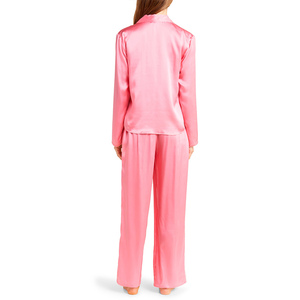 Ensemble de pyjamas en satin de soie de haute qualité, manches longues, couleur noire, toucher doux, vêtements de nuit - Product Image 2