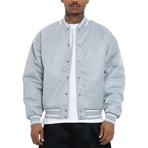 Men's Comfort Wide Satin Baseball Varsity <b>Jacket</b> Premium Smooth <b>Lightweight</b> Breathable Casual Streetwear Stylish - Product Image 1