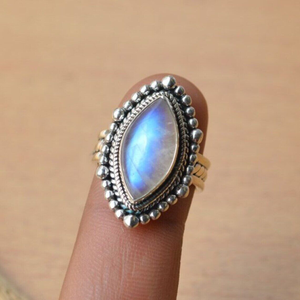 Bague en pierre de lune naturelle, argent sterling 925, bijoux en pierres précieuses, cadeau de mariage, anniversaire, pour elle - Product Image 2