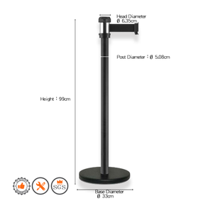 2เมตรสีดำสายพาน RS-A2BK อุปสรรคการควบคุมการจราจรสำหรับการจัดการฝูงชน - Product Image 2