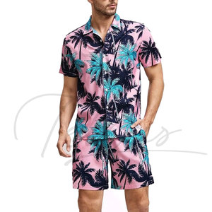 Ensemble de deux pièces de haute qualité pour hommes, chemise hawaïenne d'été et short en flanelle, t-shirts imprimés hawaïens - Product Image 3