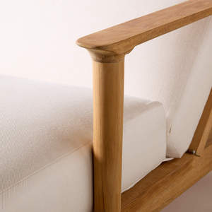 Tumbona de Madera de Teca Acolchada para Exteriores, Reclinable, Estilo Moderno de Mediados de Siglo, con Respaldo y Patas Cónicas - Product Image 4