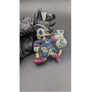 Colgante de Bolsa de Dinero con Diseño de Dibujos Animados, Estilo Iced Out, de Plata de Ley 925 con Diamante Moissanita, Joyería Hip Hop de Lujo, Colorido, Unisex, Amuleto de Destaque - Product Image 1