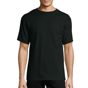 T-shirts noirs personnalisés pour hommes, manches courtes, col rond, 100 % coton peigné, logo brodé sur le devant, style formel, coupe ample - Product Image 1