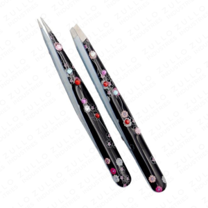 Floral Print Stainless Steel Slant Tip Eyebrow Tweezers Beauty Makeup <b>Tool</b> Set Paper Coated Precision Grooming <b>Tool</b> - Product Image 3