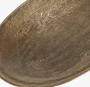 Bandejas decorativas artesanales de latón ranurado, cuencos rústicos industriales con base, cuencos metálicos texturizados con base tipo canoa - Product Image 6