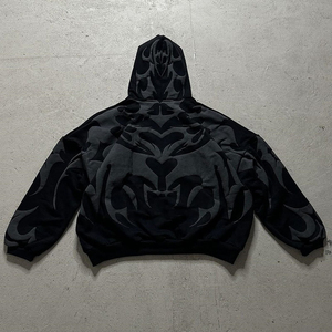 Sudadera con capucha y cremallera para hombre, de corte holgado, 500 GSM, peso pesado |   Camiseta Extra Grande 100% Algodón con Estampado Puff |   Fabricante Personalizado OEM - Product Image 6