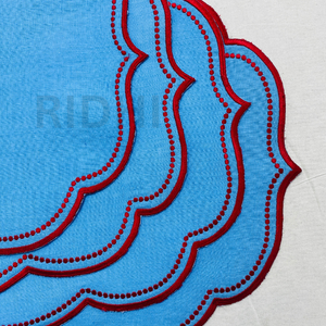 Ridhi Eco-Friendly 100% Blue Linen with Embroidery Table <b>Placemats</b> Reusable Fabric Mats Wholesale for Wedding, Restaurant, Hotel - Product Image 2