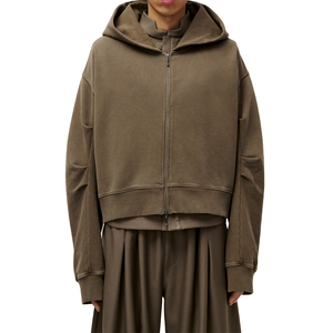 Sudadera con Capucha Premium de Algodón Orgánico con Cremallera y Pliegues, Unisex, de Felpa Francesa Gruesa, Estilo Urbano Relajado, Personalizable, para Otoño - Product Image 4