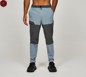Color Block Running Trousers Men Quick Dry Breathable Drawstring Jogger <b>Pants</b> for Training Gym Outdoor Wear - Product Image 1