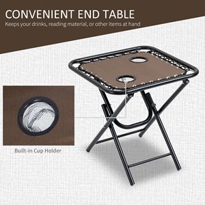 Set di 3 Sedie Reclinabili a Gravità Zero Marroni con Tavolino Laterale, Portabicchieri e Poggiatesta per Piscina e Campeggio - Product Image 5