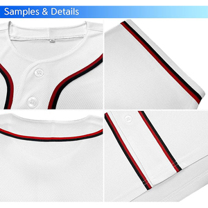 Maillot de baseball unisexe à ourlet festonné, bord festonné incurvé, personnalisable, en maille respirante, boutonné sur le devant, manches courtes - Product Image 4