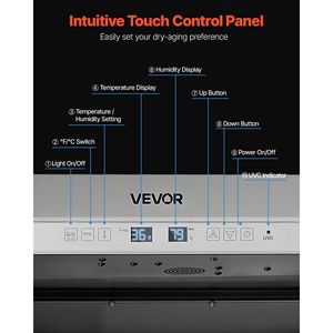 ตู้แช่เย็นแบบตั้งอิสระสำหรับการบ่มเนื้อแบบแห้ง ขนาด 298 ปอนด์ อุปกรณ์ครัวเชิงพาณิชย์ ควบคุมอุณหภูมิและความชื้นได้อย่างแม่นยำสำหรับการบ่มเนื้อแบบแห้ง - Product Image 5