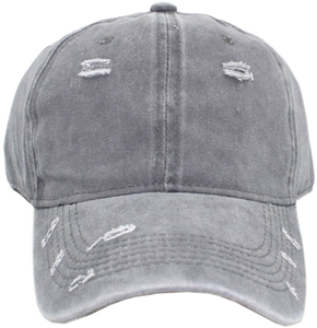Gorra de Béisbol Estilo Vintage Desgastado, Unisex, 6 Paneles, Ajustable, de Algodón, Color Gris Sólido, Estilo Casual - Product Image 1