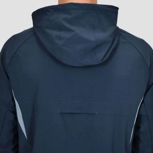 <b>Men's</b> Navy Blue Hooded Windproof Sport <b>Jacket</b> with Zipper Closure and <b>Reflective</b> Strip - Product Image 5