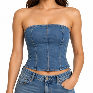Camisa informal de algodón de alta calidad estilo urbano para mujer, precio al por mayor, vestido vaquero sexy tipo tubo al por mayor - Product Image 6