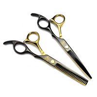 Ciseaux à cheveux droits de qualité supérieure, 6,0 pouces, en acier inoxydable noir et bleu, légers, kit de coupe de cheveux pour barbier