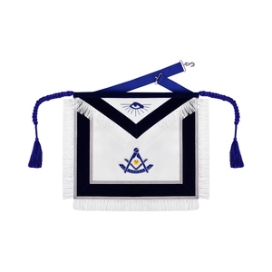 Traditional Master Mason Regalia Apron Handmade Eco-friendly Durable PU Leather <b>Foundation</b> Square Shape White Blue Tassels - Product Image 1