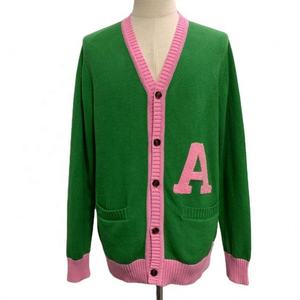 Make Your Custom Good Quality V-Neck for Sorority/Fraternity/Schools/Colleges/Universities Logo Knitted <b>Cardigans</b> <b>Sweaters</b> - Product Image 1