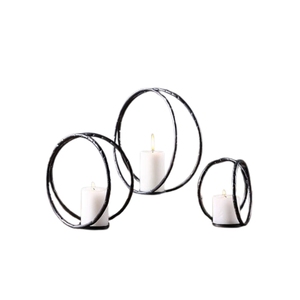 Nordic Style Glass <b>Candle</b> Holder Set Of 2 with Black Iron Stand Minimalist Romantic <b>Wedding</b> Centerpieces for Home Table Decor - Product Image 4