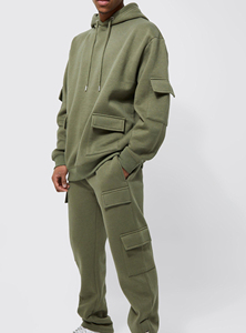 Premium Quality Solid Heavyweight Cotton Hooded Track <b>Suit</b> <b>Men</b> Custom Logo Oversized Cargo Winter Printed Jogging <b>Sweat</b> <b>Suit</b> - Product Image 3