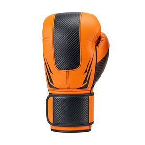 Gants de boxe géométriques orange pour arts martiaux, imprimé graphique, entraînement, lacets, rembourrage haute densité, protection en cuir - Product Image 3