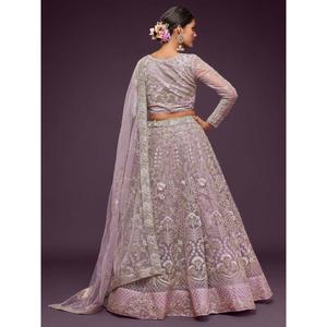 Ropa de boda de red suave bordada Lila atractiva Lehenga Choli - Product Image 4