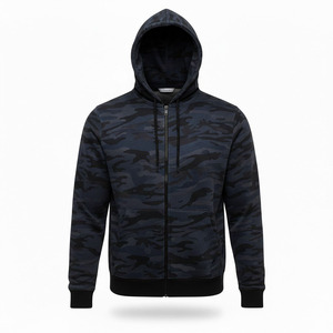 Sweat à capuche zippé camouflage brodé personnalisé unisexe en polaire épais pour l'hiver, streetwear respirant, écologique et de haute qualité - Product Image 5