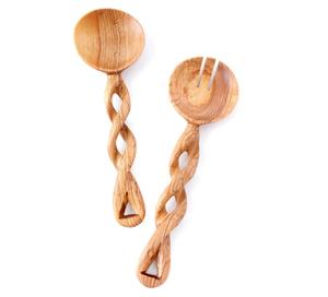 Juego de 2 utensilios de madera de acacia de primera calidad para servir ensaladas, a un precio razonable. - Product Image 1