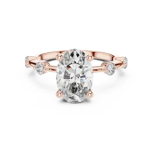 Anillo de Compromiso con Diamante Cultivado en Laboratorio de Corte Ovalado de 2 Quilates, Oro Sólido de 18K, Detalle Redondo en el Hombro, Certificado IGI, VVS E-F, Anillo Fino - Product Image 5