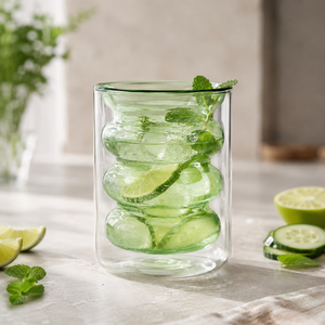 Tasse en verre borosilicate double paroi de 250 ml, faite à la main, sans plomb, isolée, pour café, thé, latte, expresso, réutilisable, en gros - Product Image 1