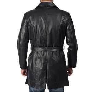 Abrigo de Cuero Negro Jordan para Hombre, Calidad Premium, Elegante Ropa de Invierno, Prenda Exterior Duradera y Moderna, Diseño de Abrigo Largo - Product Image 4