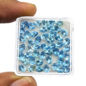 Topacio azul suizo natural, corte pera, piedras sueltas de 5x7 mm, facetadas y calibradas, para la elaboración de joyas, topacio azul genuino. - Product Image 6