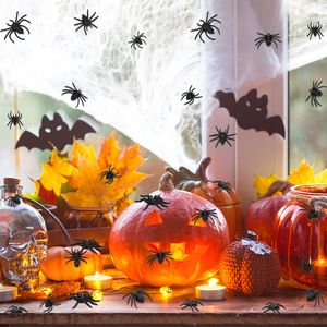 Ragni realistici di plastica nera 40 pezzi oggetti di scena per scherzo di Halloween con grandi e piccoli ragni finti articoli per le vacanze spaventosi - Product Image 5