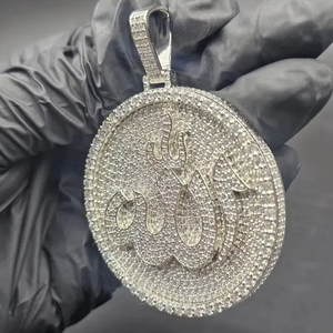 Colgante de Moda Hip Hop de Plata Esterlina con Baño de Oro Rosa Amarillo, Sin Níquel, Sin Plomo, con Moissanita de 3 CT, Unisex y de Tendencia - Product Image 1