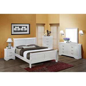 <b>Queen</b> <b>Size</b> Louis Phillipe Solid Wood Sleigh <b>Bed</b> White Bedroom Furniture 1pc <b>Bed</b> - Product Image 6