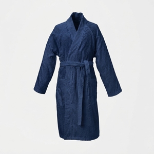 Women's Full Length Terry <b>Robe</b> 100% Cotton Soft Classic Solid Color Turn-down Collar Long Sleeve Autumn Wear - Product Image 1